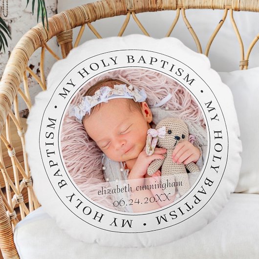 Heilige Baptisme Eenvoudig Lijst Moderne Aangepast Rond Kussen