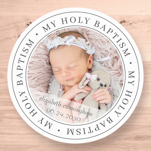 Heilige Baptisme Eenvoudig Lijst Moderne Aangepast Ronde Sticker