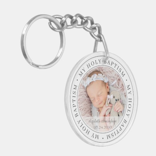 Heilige Baptisme Eenvoudig Lijst Moderne Aangepast Sleutelhanger (Voorkant Links)