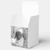 Heilige Baptisme Elegant Modern Chic Heart Baby Fo Bedankdoosjes (Geopend)