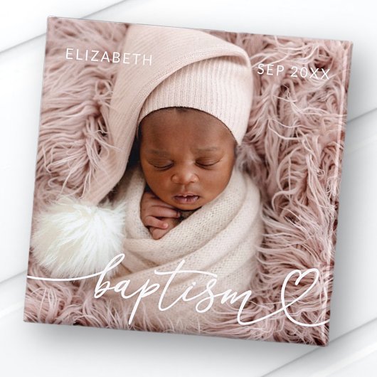 Heilige Baptisme Elegant Modern Chic Heart Baby Fo Magneet