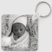 Heilige Baptisme Elegant Modern Chic Heart Baby Fo Sleutelhanger (Achterkant)