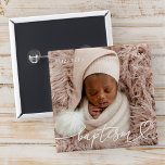 Heilige Baptisme Elegant Modern Chic Heart Baby Fo Vierkante Button 5,1 Cm<br><div class="desc">Dit eenvoudige en moderne ontwerp bestaat uit serif typografie en voegt een aangepaste foto toe,  voeg de naam van de baby toe en maand en jaar van baptisme</div>