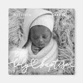 Heilige Baptisme Modern Elegant Chic Heart Baby Fo Magneet (Voorkant)