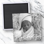 Heilige Baptisme Modern Elegant Chic Heart Baby Fo Magneet<br><div class="desc">Dit eenvoudige en moderne ontwerp bestaat uit serif typografie en voegt een aangepaste foto toe,  voeg de naam van de baby toe en maand en jaar van baptisme</div>