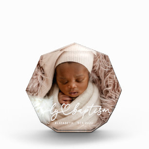 Heilige Baptisme Modern Elegant Chic Heart Baby Fotoblokken