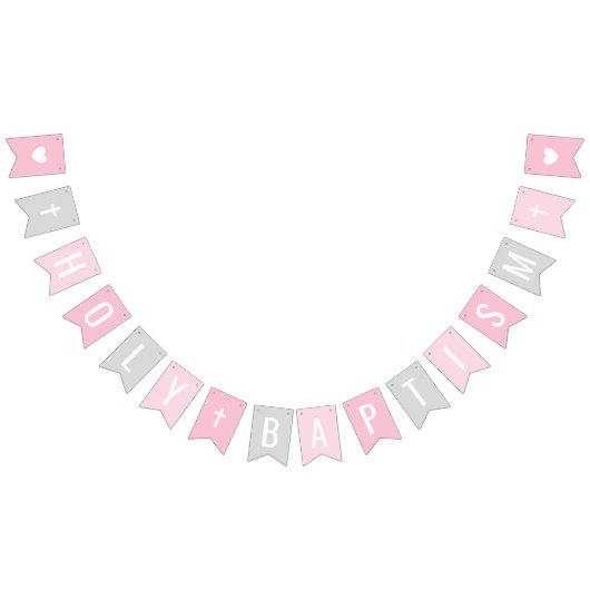 Heilige Baptisme roze en grijze babymeisjesfeestje Vlaggetjes (Alle)