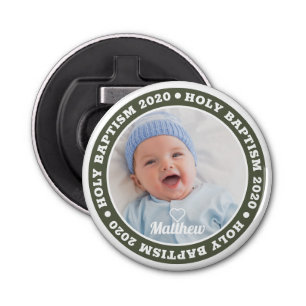 Heilige Baptisme Simple Moderne Custom Photo Button Flesopener