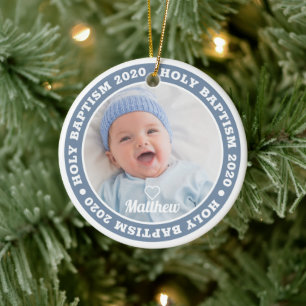 Heilige Baptisme Simple Moderne Custom Photo Keepo Keramisch Ornament