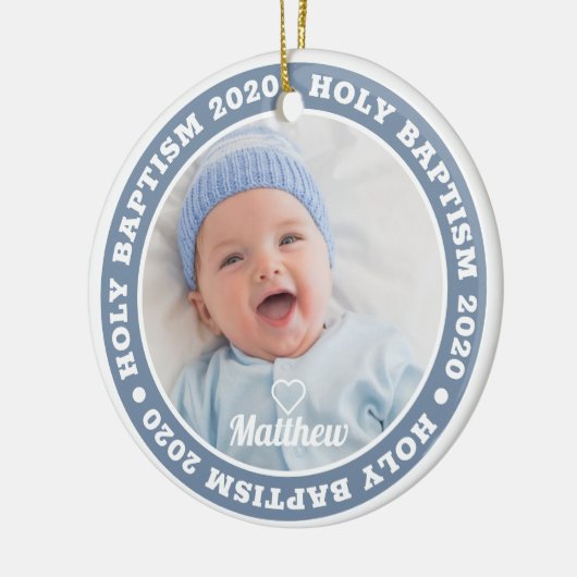 Heilige Baptisme Simple Moderne Custom Photo Keepo Keramisch Ornament (Links)