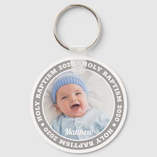 Heilige Baptisme Simple Moderne Custom Photo Sleutelhanger (Voorkant)