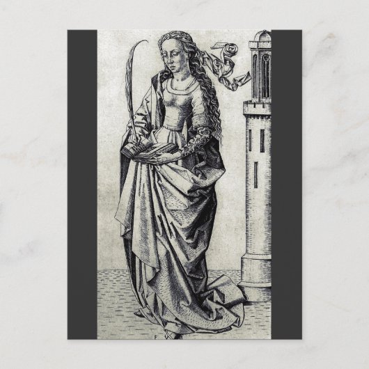 Heilige Barbara van de Toren Heilige Grafische Kun Briefkaart (Voorkant)