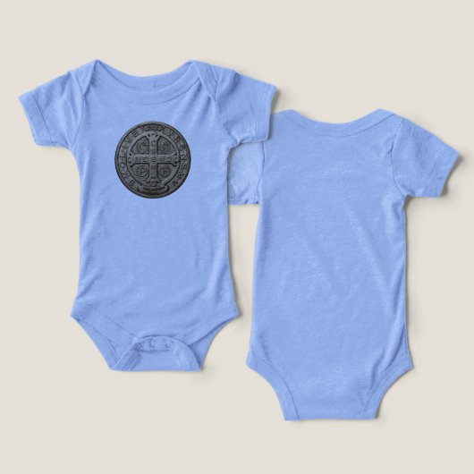 Heilige Benedictus katholieke baby bodysuit (Ontwerp Voorkant & Achterkant)