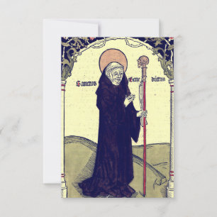 Heilige Benedictus van Nursia Middeleeuwse Heilige Bedankkaart