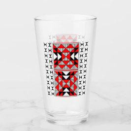 Heilige bergen in het rood glas