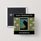 HEILIGE BERNADETTE SOUBIROUS VIERKANTE BUTTON 5,1 CM (Voorkant /achterkant)