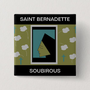 HEILIGE BERNADETTE SOUBIROUS VIERKANTE BUTTON 5,1 CM