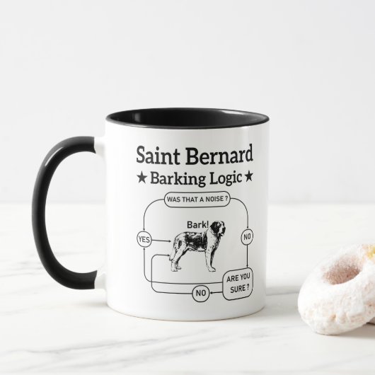 Heilige Bernard Blaffende Logica Grappige Hondenei Mok (Met donut)
