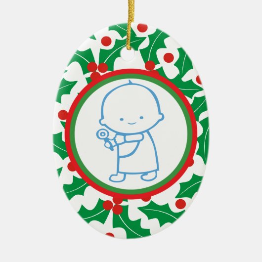 Heilige Bes Kerstkindje 1e Kerstmis Custom Ornamen Keramisch Ornament (Voorkant)