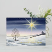 Heilige besneeuwde scène van Kerstmis Folie Feestdagenkaart (Staand Voorkant)