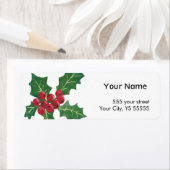 Heilige bessen en bladeren Branch Holiday Graphic Etiket (Insitu)