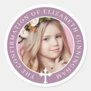Heilige Bevestiging Aangepaste foto en kruis Ronde Sticker
