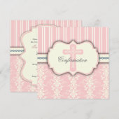 Heilige Bevestiging  Roze Damascus Uitnodiging (Voorkant / Achterkant)