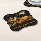 Heilige Bijbel, De wolf en het lammetje, Isaiah 11 Kartonnen Onderzetters (Gekanteld)