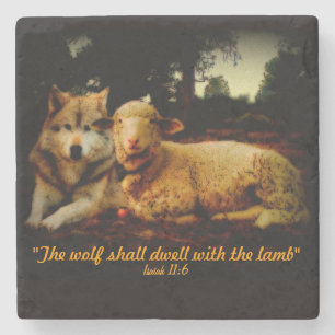 Heilige Bijbel, De wolf en het lammetje, Isaiah 11 Stenen Onderzetter