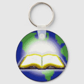 Heilige Bijbel en Wereldbol Sleutelhanger (Voorkant)