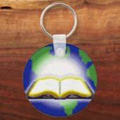 Heilige Bijbel en Wereldbol Sleutelhanger (Voorkant)