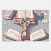 Heilige Bijbel & Kruis Elegantie Inpakpapier Vel (Voorkant)
