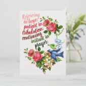 Heilige Bijbel NT, Romeinen 12:12, in hoop verheug Bedankkaart (Staand voorkant)