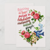 Heilige Bijbel NT, Romeinen 12:12, in hoop verheug Bedankkaart (Voorkant / Achterkant)