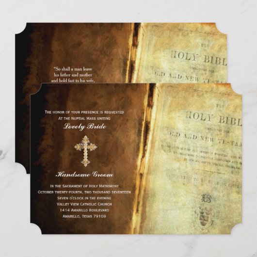 Heilige Bijbelse gouden Kruiskatholieke bruiloft U Kaart (Voorkant / Achterkant)