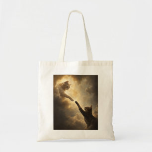 Heilige bijna-aanraking tussen katten tote bag