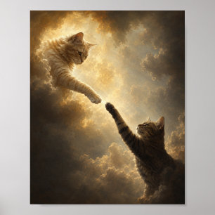 Heilige bijna-aanraking tussen kattenposter poster
