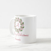 Heilige bladeren en mok voor kerst kerstkoffie (Voorkant links)
