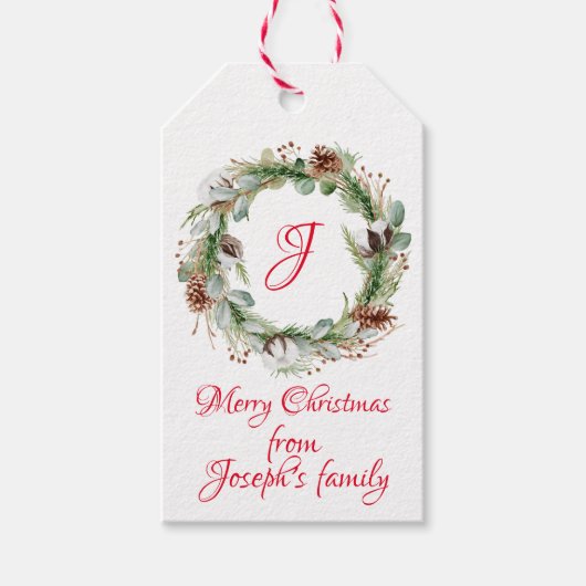 Heilige bladeren Kerstmis Cadeaulabel (Voorkant)
