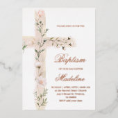 Heilige bloemenkruis doop folie uitnodiging (Voorkant)
