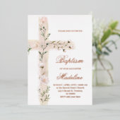 Heilige bloemenkruis doop folie uitnodiging (Staand Voorkant)