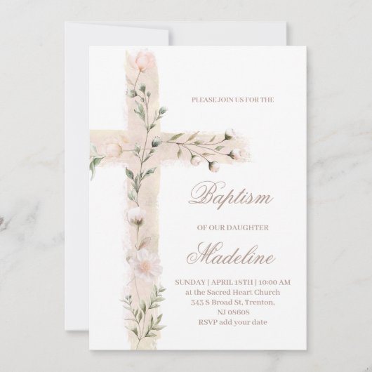 Heilige bloemenkruis doop kaart (Voorkant)