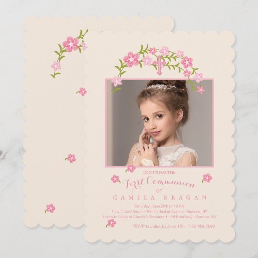 Heilige Bloemfoto religieuze uitnodiging (Voorkant / Achterkant)