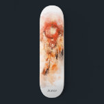 *~* Heilige Boho. Tribal Shamanic Dream Catcher Persoonlijk Skateboard<br><div class="desc">* Westerne BOHO Amerikaanse Waterverf Abstracte Dream Catcher Journey met mooie veren als een sjamanistische symbool voor een Native American Spiritueel Healer of BOHEMIAM ontwerp. * . *** De kleuren zijn meestal diep PERZIK SINAASAPPEL ROOD GRIJZE ZALM op WIT. Deze op spirit gebaseerde esoterische populaire boho creative abstracte moderne dromenvanger...</div>