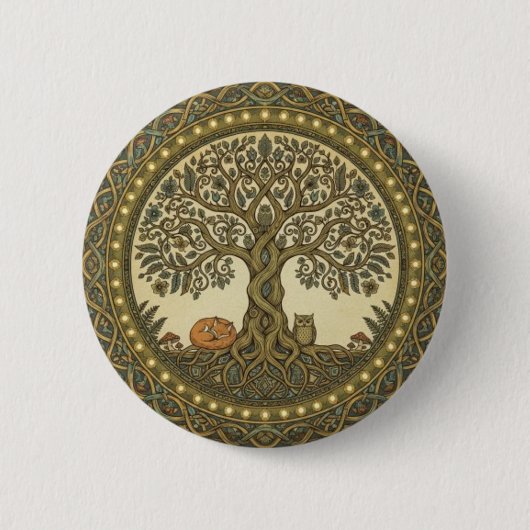 Heilige Boom des Levens Keltische Kunst Ronde Button 5,7 Cm (Voorkant)
