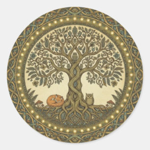 Heilige Boom des Levens Keltische Kunst Ronde Sticker