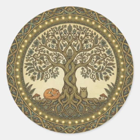 Heilige Boom des Levens Keltische Kunst Ronde Sticker (Voorkant)