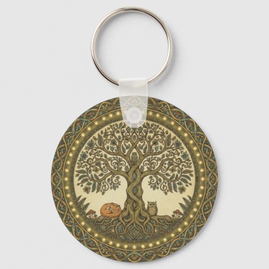 Heilige Boom des Levens Keltische Kunst Sleutelhanger (Voorkant)