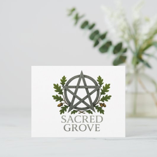 Heilige Bos Pentagram Wicca Briefkaart (Staand voorkant)