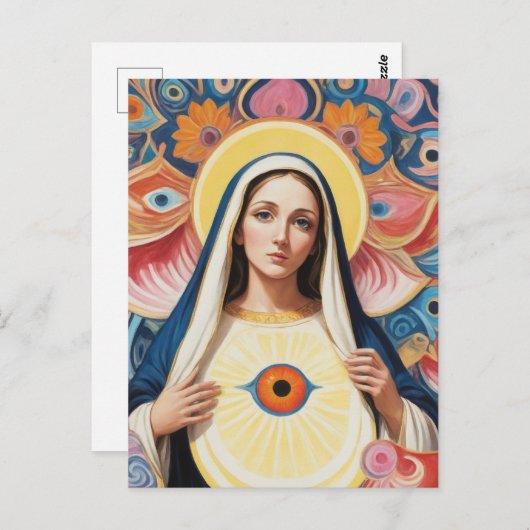 Heilige boze oogbescherming Maria Briefkaart (Voorkant / Achterkant)